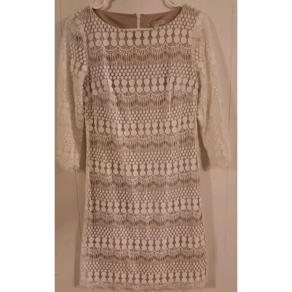 Ivory Nude Lace Sheath Dress Women's Size 6 Beach Boho Wedding